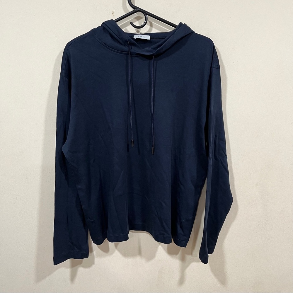 atlas reinventing retail men’s long sleeve navy shirt size tag missing size L